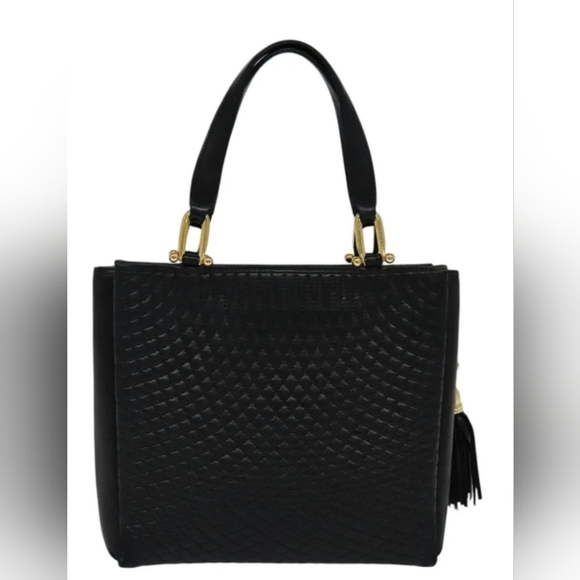 Bally Quilted Leather Tote Bag with Tassel Black Women's ( EUC ) - Picture 10 of 15